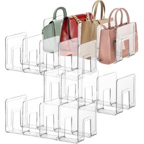Lnrueg 4 PCS Plastic Purse Organizers, 4-slot 5.71 x 12.8 x 5.12-inches Clear Plastic Handbag Organizers for Bags, Clutches, Wallets, Wristlets, Space-Saving Bedroom and Cabinet Organization