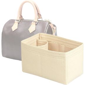 jiesinlov Purse Organizer Insert for Handbags,Felt Bag Organizers Fit Tote Neverful GM(Coffee-L)