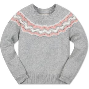 Hope & Henry Girls' Pointelle Detail Pullover Sweater