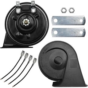 Snail Car Horn, 12V Super Loud High Low Tone Electric Waterproof Horn Kit, Loud Dual-Tone Snail Horn Universal Replacement Kit for Train Truck Motorcycle Car RV SUV