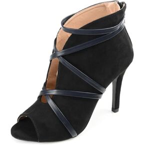 Journee Womens Samara Back Heel Zip Peep Toe Stiletto Booties