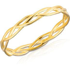 MAX + STONE Solid 10K Gold Rings for Women | Braided 10k Solid Gold Ring for Women | Comfortable & Thin Gold Stackable Rings | Hypoallergenic 10K Solid Gold Band Ring in Size 6-8