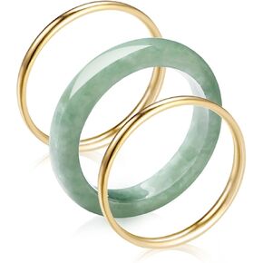 Good Luck Jade Gemstome Wealth AAA Genuine Jadeite Stackable Rings for Women Authentic Healing Plated Gold Real Nature Crystal Jewelry Gifts