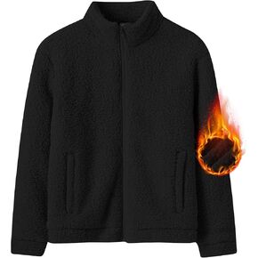 MoFiz Girls Zip Up Fleece Jackets Soft Warm Thermal Winter Jackets Coats Sherpa Casual Outwear Sweatshirt with Pockets
