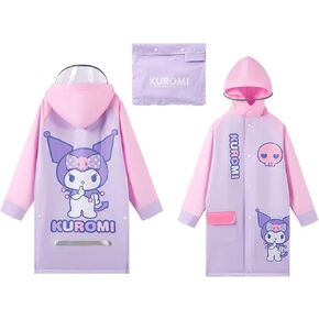 Kuromi & Skull Hooded Rain Coat Jacket Poncho Outwear for Girls Kids Children