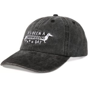 InnoBeta Dachshund Gifts for Women Men, Funny Cap for Sausage Wiener Dog Lover/Owner, Adjustable Embroidered Hat, It's Been A Long Day Grey