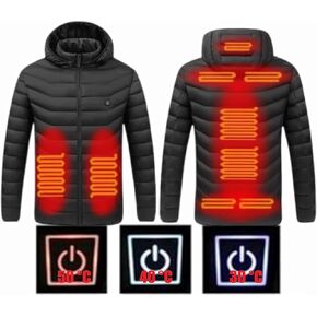 Unisex Heated Hoodie,Heated Jacket 9 Heating Zones Heated Coat Detachable Hood,Heated Coat with 3 Heating Levels
