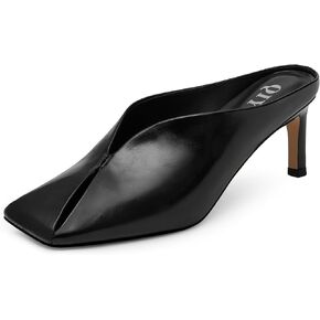 Womens Kitten Heels Square Closed Toe Stiletto Mule Heels Slip on Sandals Comfort Dress Party Pumps