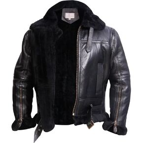 RAF Bomber Jacket Aviator Real Shearling Sheepskin Leather Jacket