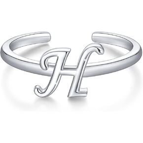 SIMPLGIRL 925 Sterling Silver Initial Ring for Women Adjustable Letter Ring Stackable A-Z Alphabet Rings Finger Rings Gifts