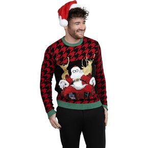 Men's Santa Seat Crew Neck, Long Sleeve Ugly Christmas Sweater