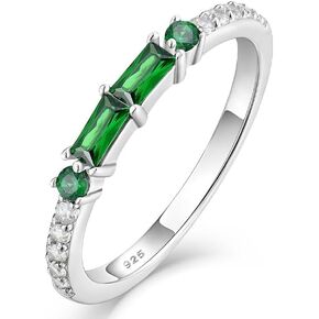 Stackable Rings 925 Sterling Silver Halo Eternity Ring for Women Square Birthstone Stacking Band Size 5-10