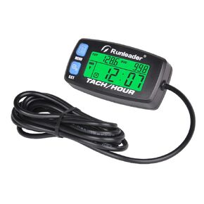 Runleader Digital Gas Engine Tachometer, Hours & RPM Record,Backlight Hour Meter,Battery Replaceable for Riding Mower Generator Compressor Snowblower ATV Outboard Motor Jetski
