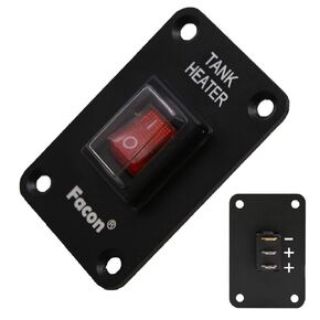 Facon 12Volts Switch Box Panel, 10Amps Rocket On&Off Switch with Red Indicator Light for RV Tank System, IP66 Waterproof Control Gang Kit System for RV Tank Heating Pad