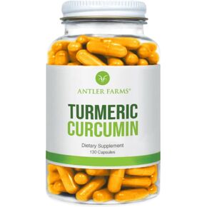 Antler Farms – 100% Pure Turmeric Curcumin, 130 Capsules, 95% Curcuminoids & Black Pepper Extract, Enhanced Absorption – Vegan, Non GMO, No Gluten, Soy or Dairy