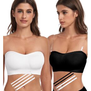 Strapless Bra for Women-Convertible Comfort Bandeau Bra with Non-Slip Silicone,Seamless Wirefree Padded Bralette