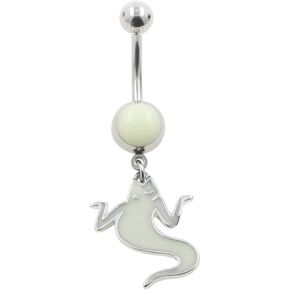 Excepro Belly Rings Noctilucent 316L Surgical Stainless Steel Ghost Navel Piercing Shiny Belly Button Rings