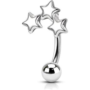16G Rook Earrings Dainty Star Eyebrow Rings Silver Rook Eyebrow Piercing Jewelry Stainless Steel