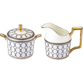 CwlwGO-Ceramic Cream and Sugar Set,Bone China Coffee Serving Sets Of 2, Sugar Bowl with Lid,Cream Pitcher, Beautifully glazed WHite Gold Cream Jug Sugar Jar,elegant female suit.