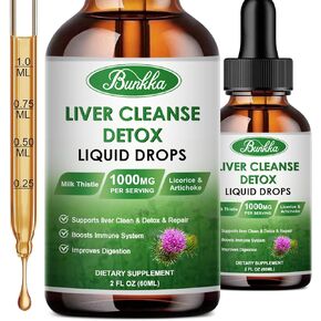4Fl Oz Liver Cleanse Detox & Repair Liquid Drops, Milk Thistle Liver Detox Drops with Dandelion, Licorice, & More, Liver Health Support Tincture 120 Days Supplement