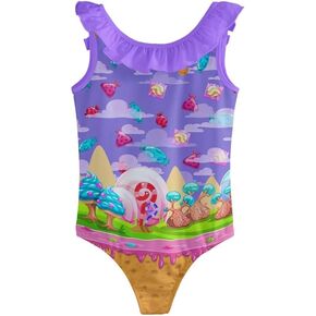 PattyCandy Candyland Lollipop Cupcakes Tea Time Pattern Tankini & One Piece Swimsuit for Little and Big Girls