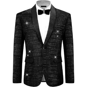 Lars Amadeus Metallic Tuxedo for Men's Shawl Lapel Wedding Dinner Prom Shiny Blazer