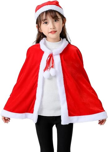 Christmas Santa Claus Cloak Mrs. Claus Hooded Cape Robe Xmas Velvet Shawl for Women Cindy Cosplay Halloween in Kuwait