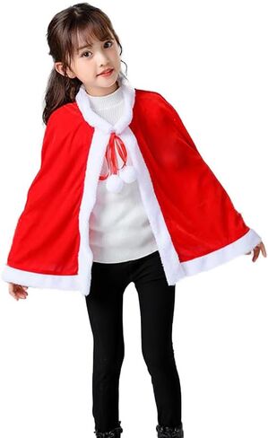 Christmas Santa Claus Cloak Mrs. Claus Hooded Cape Robe Xmas Velvet Shawl for Women Cindy Cosplay Halloween in Kuwait