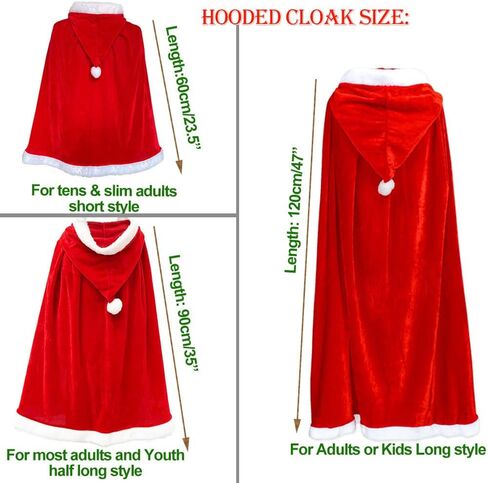 Christmas Santa Claus Cloak Mrs. Claus Hooded Cape Robe Xmas Velvet Shawl for Women Cindy Cosplay Halloween in Kuwait