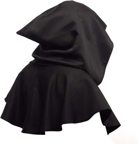 Medieval Cowl Hat Halloween Hooded Pagan Cosplay Accessory Halloween Cosplay Costumes Men Women Unisex Witch Cowl Hat Black in Saudi Arabia