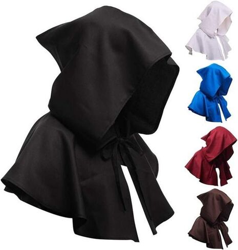 Medieval Cowl Hat Halloween Hooded Pagan Cosplay Accessory Halloween Cosplay Costumes Men Women Unisex Witch Cowl Hat Black in Saudi Arabia