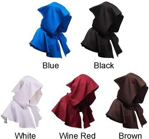 Medieval Cowl Hat Halloween Hooded Pagan Cosplay Accessory Halloween Cosplay Costumes Men Women Unisex Witch Cowl Hat Black in Saudi Arabia