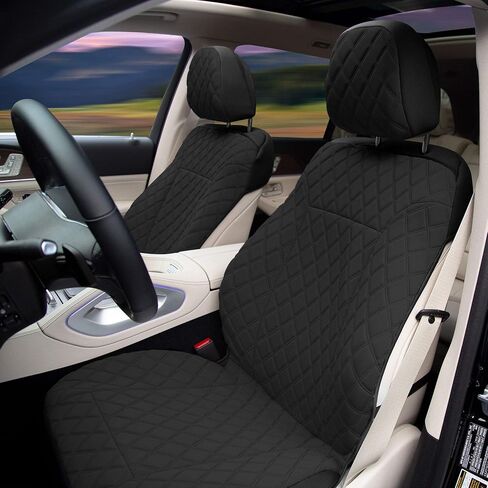 TLH Prestige 79 Diamond Stitch Black Neosupreme Car Seat Cushions, Two Pack Seat Covers for Cars Trucks SUV, Water Resistant Car Seat Cushion, Interior Accessories, Universal Fit Car Seat Protector in Kuwait