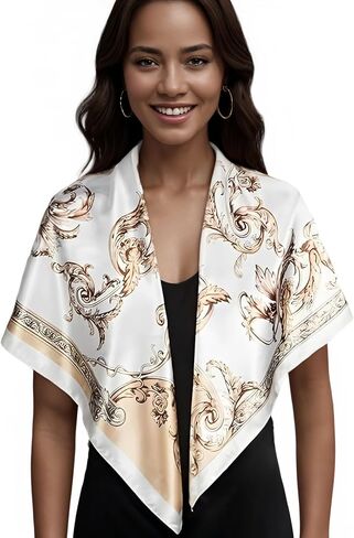 35 inch Silk Like Head Scarf for Women, Large Square Satin Scarf - Luxuriously Soft Fashion Accessory - Gift Packed in Saudi Arabia