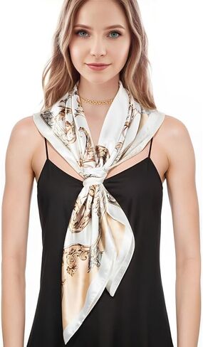 35 inch Silk Like Head Scarf for Women, Large Square Satin Scarf - Luxuriously Soft Fashion Accessory - Gift Packed in Saudi Arabia