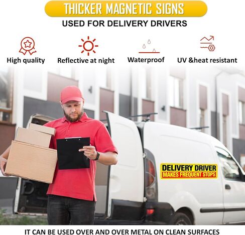 3 Pack Heavy Duty Magnetic Delivery Vehicle Frequent Stops Signs （3×12"×3") Delivery Driver Car Sign for Delivery Drivers, Reflective At Night in Saudi Arabia