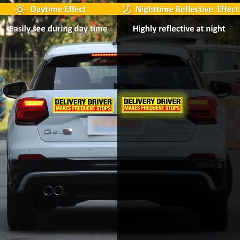 3 Pack Heavy Duty Magnetic Delivery Vehicle Frequent Stops Signs （3×12"×3") Delivery Driver Car Sign for Delivery Drivers, Reflective At Night in Saudi Arabia
