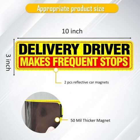 3 Pack Heavy Duty Magnetic Delivery Vehicle Frequent Stops Signs （3×12"×3") Delivery Driver Car Sign for Delivery Drivers, Reflective At Night in Saudi Arabia