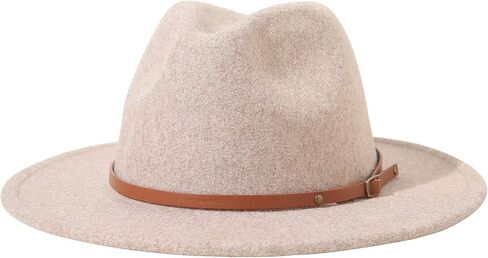 Lanzom Women Lady Classic Wool Fedora Hat Belt Buckle Wide Brim Panama Hat in Saudi Arabia