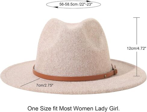 Lanzom Women Lady Classic Wool Fedora Hat Belt Buckle Wide Brim Panama Hat in Saudi Arabia