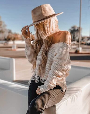 Lanzom Women Lady Classic Wool Fedora Hat Belt Buckle Wide Brim Panama Hat in Saudi Arabia