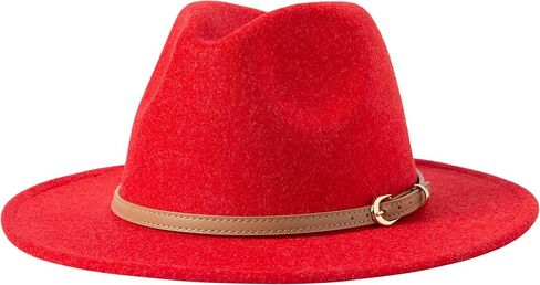 Lanzom Women Lady Classic Wool Fedora Hat Belt Buckle Wide Brim Panama Hat in Saudi Arabia