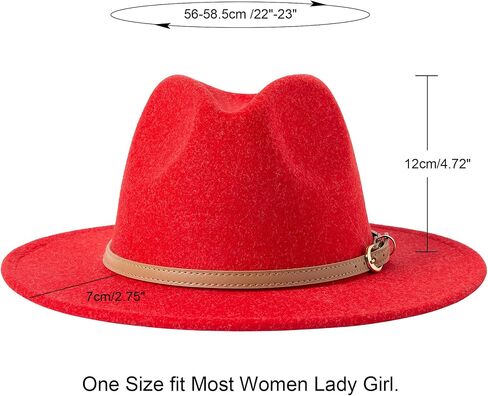 Lanzom Women Lady Classic Wool Fedora Hat Belt Buckle Wide Brim Panama Hat in Saudi Arabia