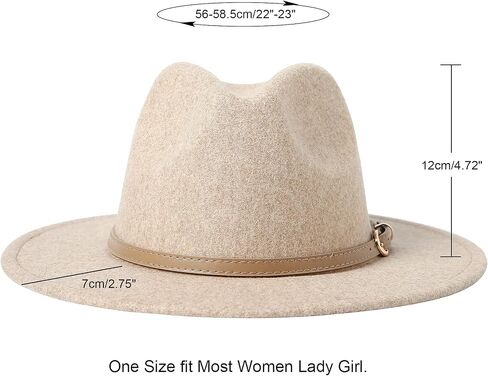 Lanzom Women Lady Classic Wool Fedora Hat Belt Buckle Wide Brim Panama Hat in Saudi Arabia