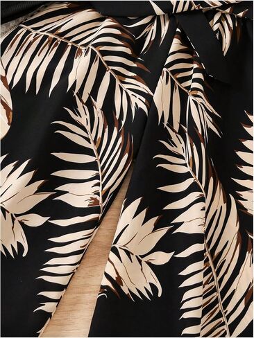 WDIRARA Girl's 2 Piece Outfits Asymmetrical Neck Sleeveless Tank Top and Belted Tropical Print Belted Pants Set in Saudi Arabia