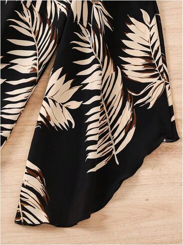 WDIRARA Girl's 2 Piece Outfits Asymmetrical Neck Sleeveless Tank Top and Belted Tropical Print Belted Pants Set in Saudi Arabia