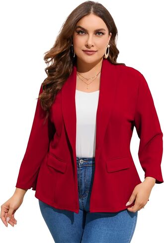 سترات نسائية كاجوال مقاس كبير من ShopWonder سترات مكتب العمل المفتوحة من الأمام مع جيوب in Kuwait