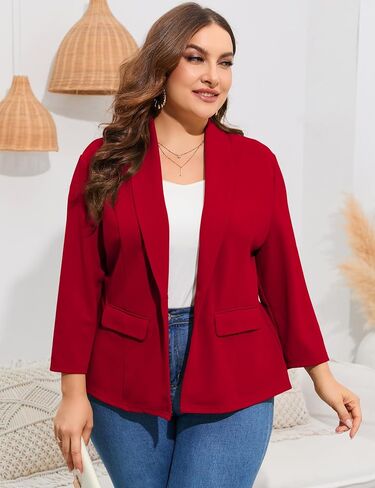 سترات نسائية كاجوال مقاس كبير من ShopWonder سترات مكتب العمل المفتوحة من الأمام مع جيوب in Kuwait