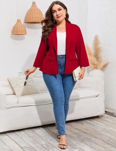 سترات نسائية كاجوال مقاس كبير من ShopWonder سترات مكتب العمل المفتوحة من الأمام مع جيوب in Kuwait