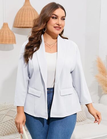 سترات نسائية كاجوال مقاس كبير من ShopWonder سترات مكتب العمل المفتوحة من الأمام مع جيوب in Kuwait
